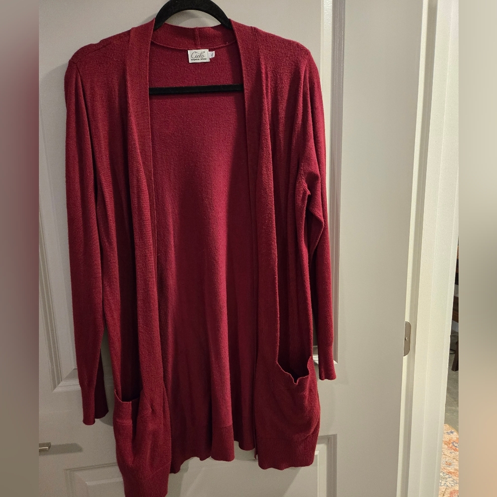 Cielo Women's Deep Red Cardigan Sweater